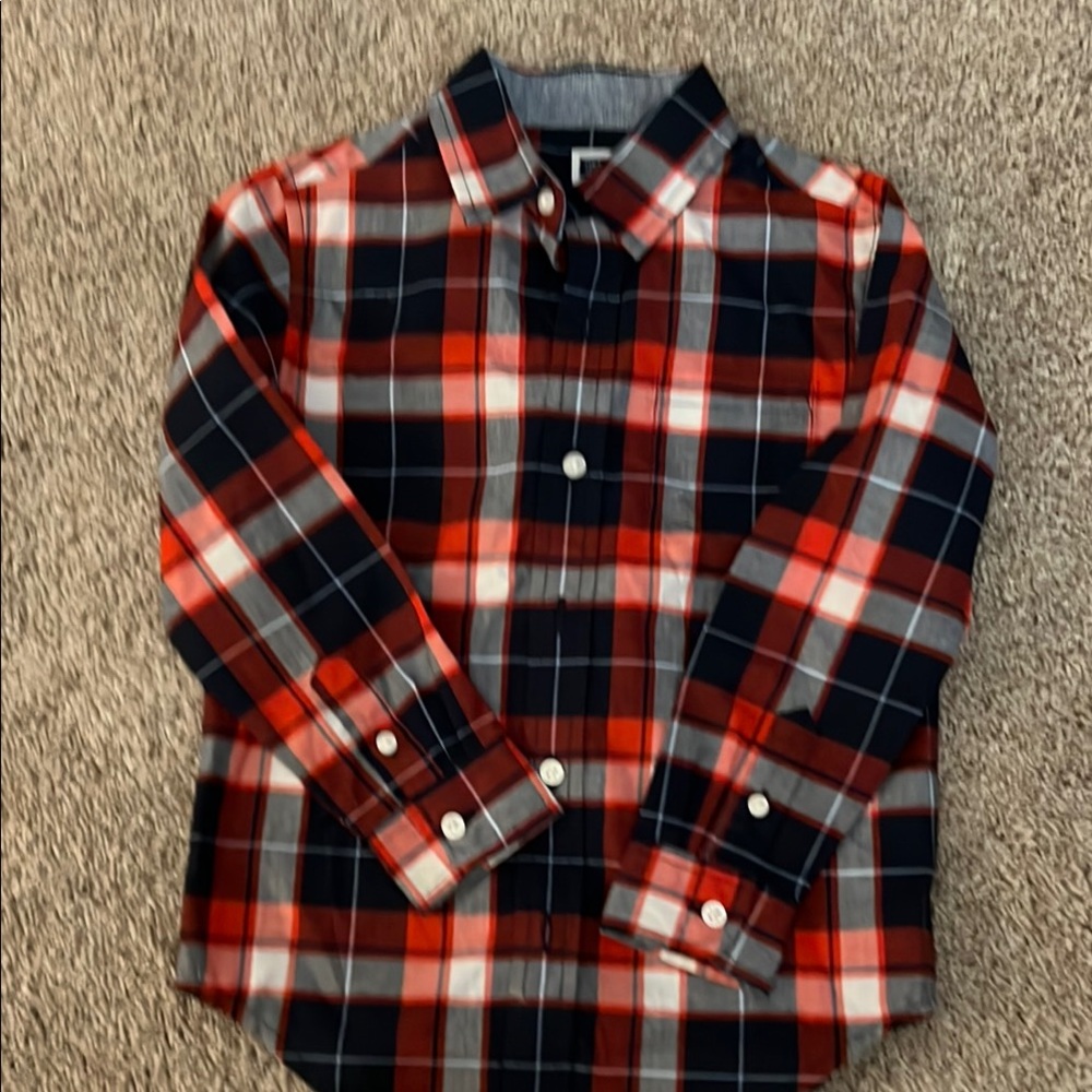 Janie and Jack Red and Black Plaid Button Down Shirt